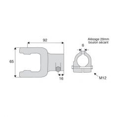 Machoire alésée avec dimensions croisillon 22x54 Machoire alésée avec dimensions croisillon 22x54