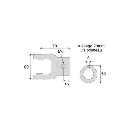 Machoire alésée avec dimensions croisillon 22x54 Machoire alésée avec dimensions croisillon 22x54