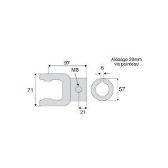 Machoire alésée avec dimensions croisillon 23.8x61.3 Machoire alésée avec dimensions croisillon 23.8x61.3