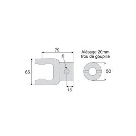Machoire alésée avec dimensions croisillon 22x54