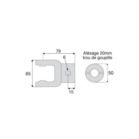Machoire alésée avec dimensions croisillon 22x54 Machoire alésée avec dimensions croisillon 22x54