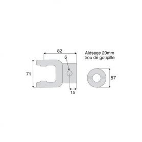 Machoire alésée avec dimensions croisillon 23.8x61.3