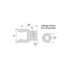 Machoire alésée avec dimensions croisillon 23.8x61.3 Machoire alésée avec dimensions croisillon 23.8x61.3