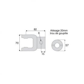 Machoire alésée avec dimensions croisillon 23.8x61.3