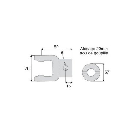 Machoire alésée avec dimensions croisillon 23.8x61.3 Machoire alésée avec dimensions croisillon 23.8x61.3