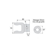Machoire alésée avec dimensions croisillon 23.8x61.3 Machoire alésée avec dimensions croisillon 23.8x61.3