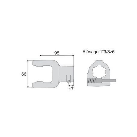 Machoire cannelée avec dimensions croisillon 22x54