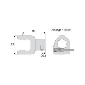 Machoire cannelée avec dimensions croisillon 23.8x61.3