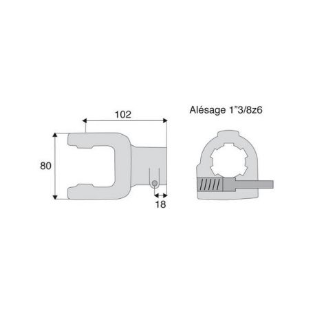 Machoire cannelée avec dimensions croisillon 27x70 Machoire cannelée avec dimensions croisillon 27x70