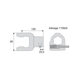 Machoire cannelée avec dimensions croisillon 27x74.6