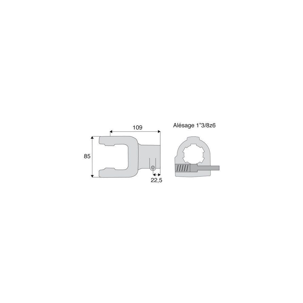 Machoire cannelée avec dimensions croisillon 27x74.6