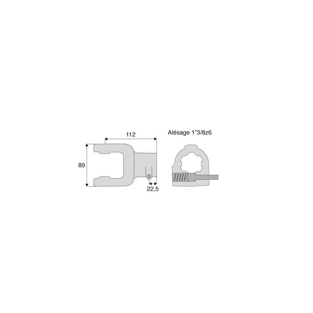Machoire cannelée avec dimensions croisillon 30.2x80