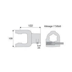 Machoire cannelée avec dimensions croisillon 30.2x92 Machoire cannelée avec dimensions croisillon 30.2x92