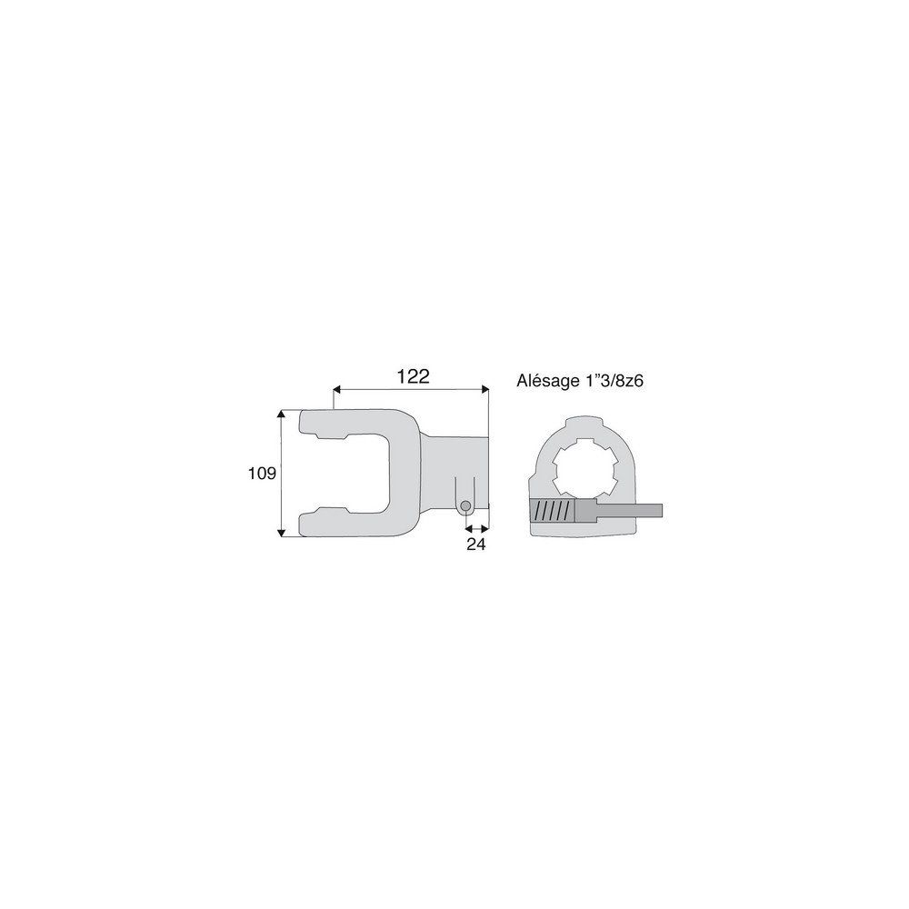 Machoire cannelée avec dimensions croisillon 30.2x92
