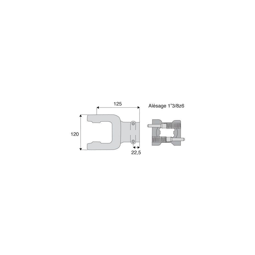 Machoire cannelée avec dimensions croisillon 30.2x106.5