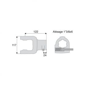 Machoire cannelée avec dimensions croisillon 35x94