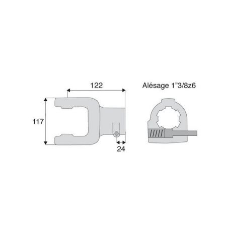 Machoire cannelée avec dimensions croisillon 35x94 Machoire cannelée avec dimensions croisillon 35x94