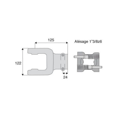Machoire cannelée avec dimensions croisillon 35x106.5 Machoire cannelée avec dimensions croisillon 35x106.5