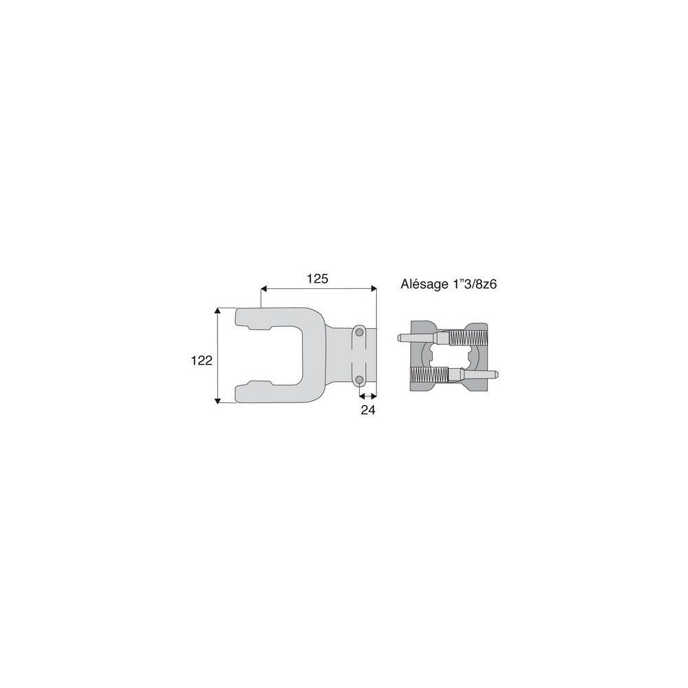 Machoire cannelée avec dimensions croisillon 35x106.5