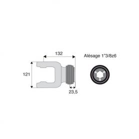 Machoire cannelée avec dimensions croisillon 35x106.5
