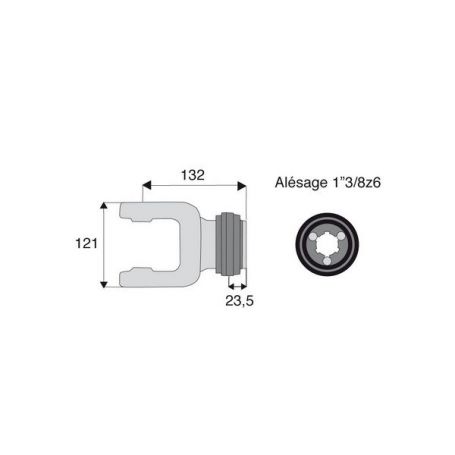 Machoire cannelée avec dimensions croisillon 35x106.5 Machoire cannelée avec dimensions croisillon 35x106.5