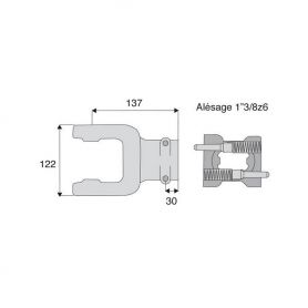 Machoire cannelée avec dimensions croisillon 41x108