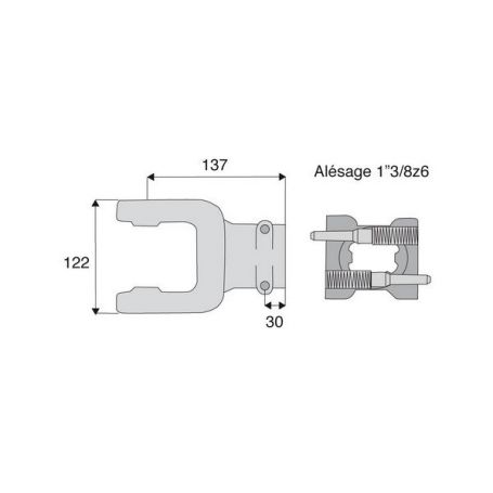Machoire cannelée avec dimensions croisillon 41x108 Machoire cannelée avec dimensions croisillon 41x108