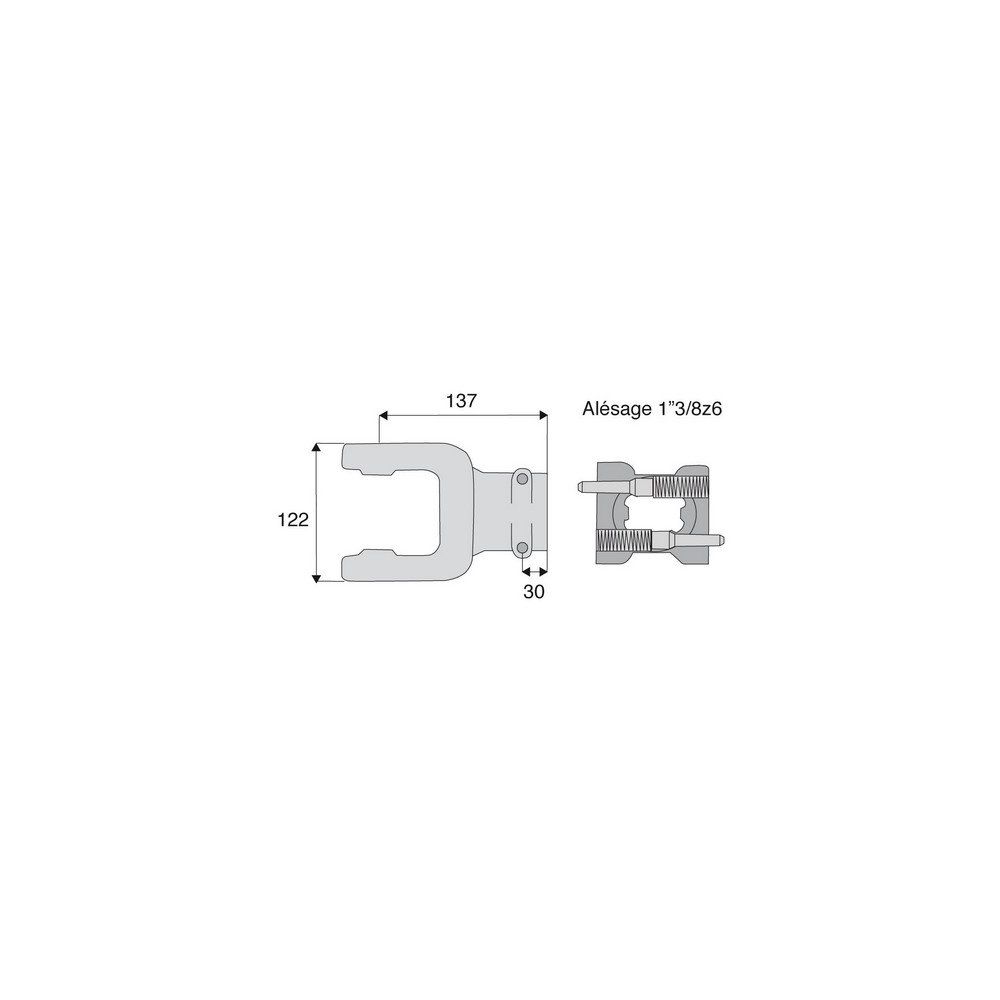 Machoire cannelée avec dimensions croisillon 41x108