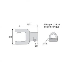 Machoire cannelée avec dimensions croisillon 30.2x80