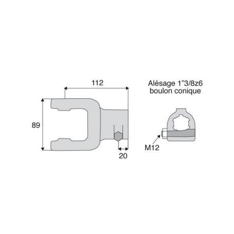 Mâchoire cannelée 30.2x80 - Fixation boulon conique - 1"3/8z6 - Benzi