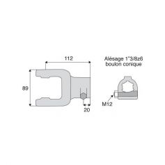 Mâchoire cannelée 30.2x80 - Fixation boulon conique - 1"3/8z6 - Benzi