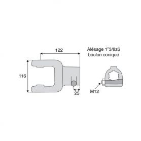Machoire cannelée avec dimensions croisillon 30.2x92