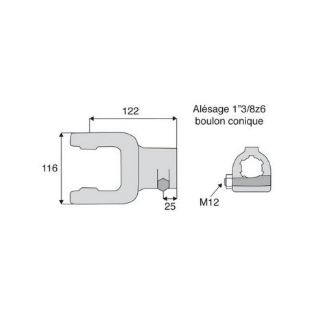 Mâchoire cannelée 30.2x92 - Fixation boulon conique - 1"3/8z6 - Benzi Mâchoire cannelée 30.2x92 - Fixation boulon conique - 1"3/8z6 - Benzi