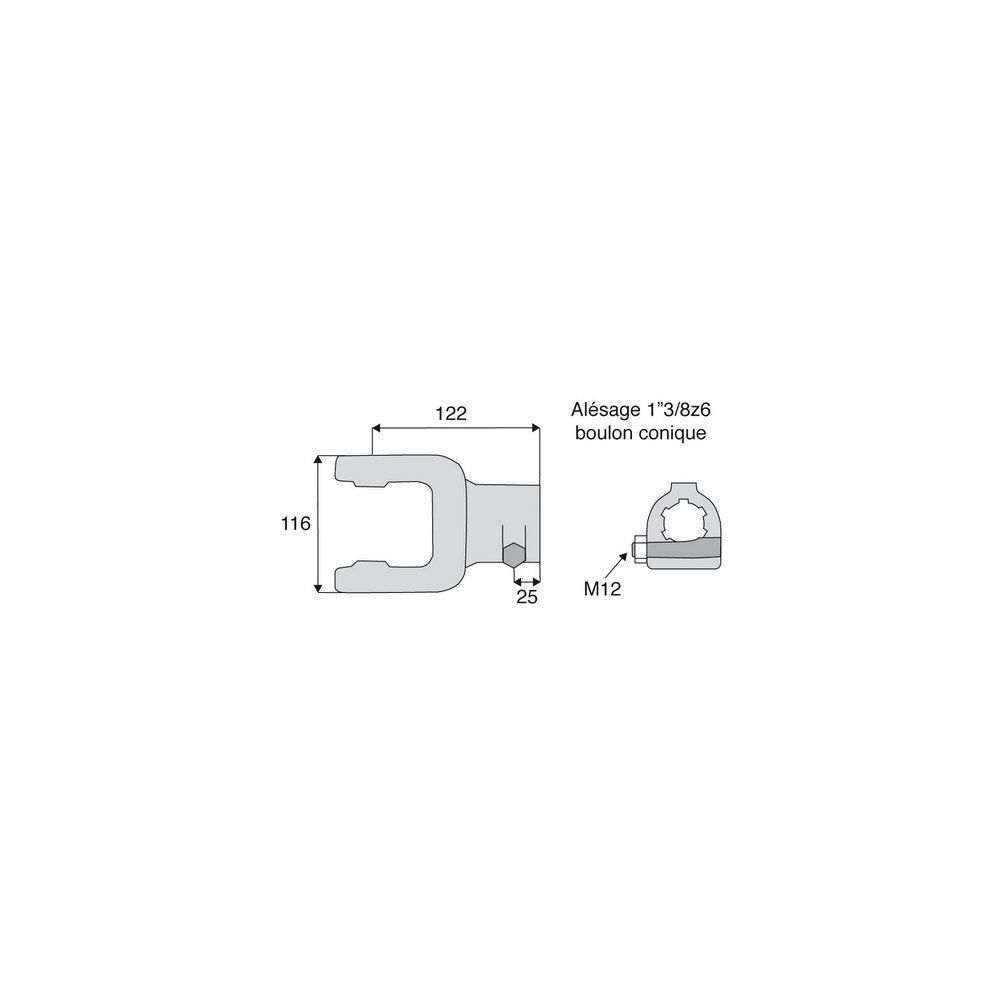 Machoire cannelée avec dimensions croisillon 30.2x92