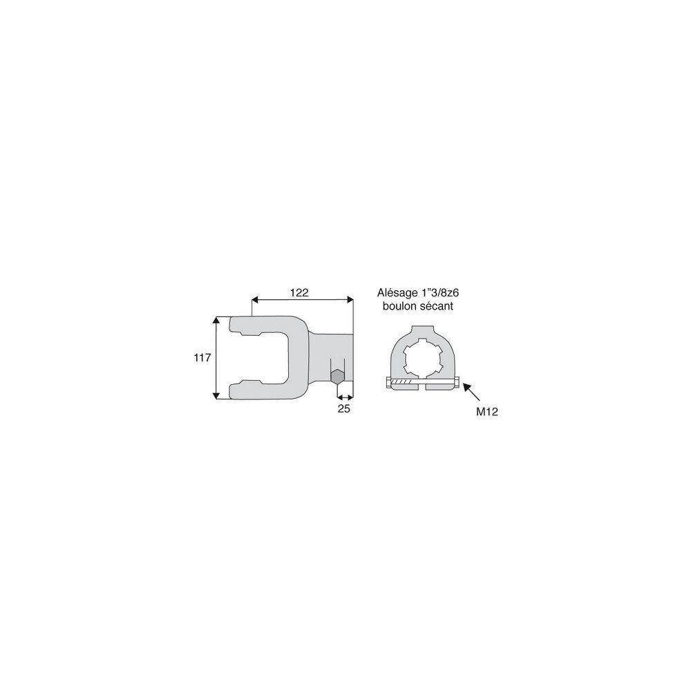 Machoire cannelée avec dimensions croisillon 35x94