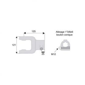 Machoire cannelée avec dimensions croisillon 35x106.5