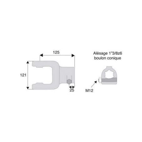 Mâchoire cannelée 35x106.5 - Fixation boulon conique - 1"3/8z6 - Benzi Mâchoire cannelée 35x106.5 - Fixation boulon conique - 1"3/8z6 - Benzi