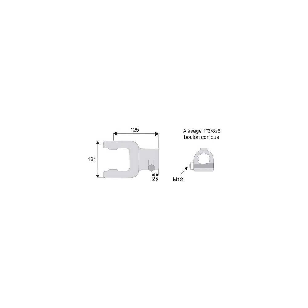 Machoire cannelée avec dimensions croisillon 35x106.5
