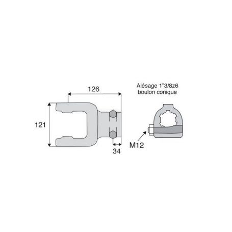 Mâchoire cannelée 41x108mm - Fixation à boulon conique - 1"3/8z6 - Benzi Mâchoire cannelée 41x108mm - Fixation à boulon conique - 1"3/8z6 - Benzi