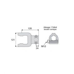 Mâchoire cannelée 41x108mm - Fixation à boulon conique - 1"3/8z6 - Benzi Mâchoire cannelée 41x108mm - Fixation à boulon conique - 1"3/8z6 - Benzi