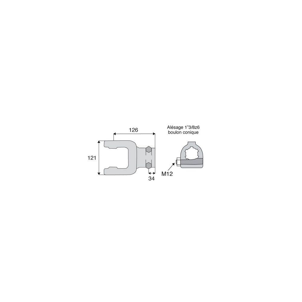 Machoire cannelée avec dimensions croisillon 41x108
