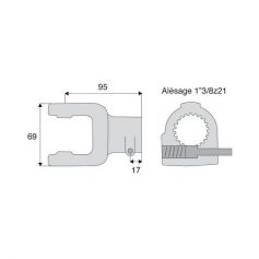 Mâchoire cannelée 22x54 - 1"3/8z21 Longueur 95 mm - Benzi