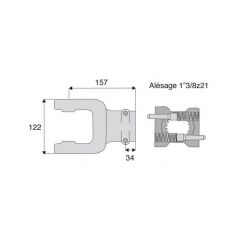 Mâchoire cannelée 41x118mm - Fixation poussoirs (2) - 1"3/8z21 - Benzi Mâchoire cannelée 41x118mm - Fixation poussoirs (2) - 1"3/8z21 - Benzi
