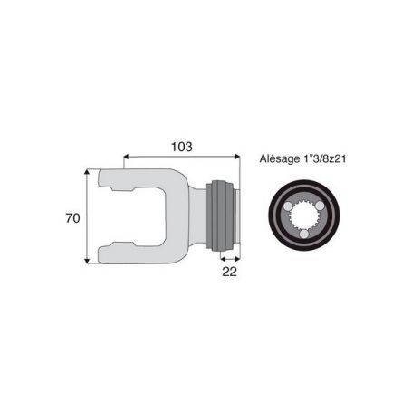 Mâchoire cannelée 23.8x61.3 - 1"3/8z21 longueur 103 mm- Benzi Mâchoire cannelée 23.8x61.3 - 1"3/8z21 longueur 103 mm- Benzi