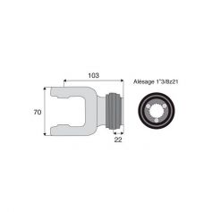 Mâchoire cannelée 23.8x61.3 - 1"3/8z21 longueur 103 mm- Benzi Mâchoire cannelée 23.8x61.3 - 1"3/8z21 longueur 103 mm- Benzi