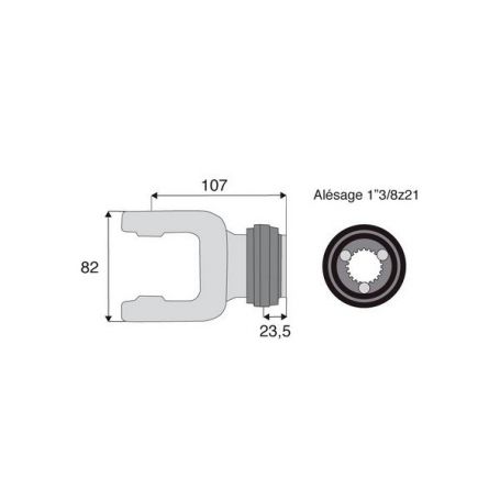 Mâchoire cannelée 27x70 mm dimensions 107x82 mm - 1"3/8z21 - Benzi Mâchoire cannelée 27x70 mm dimensions 107x82 mm - 1"3/8z21 - Benzi