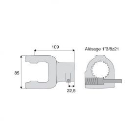 Machoire cannelée avec dimensions croisillon 27x74.6