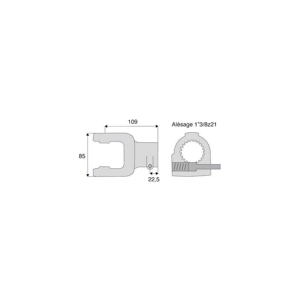 Machoire cannelée avec dimensions croisillon 27x74.6