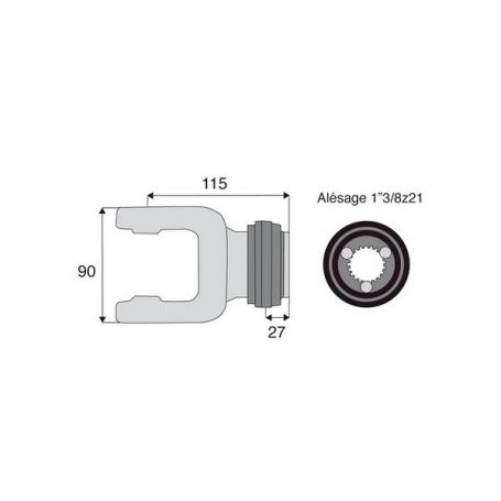 Mâchoire cannelée 30.2x80 mm - Fixation à billes - 1"3/8z21 - Benzi Mâchoire cannelée 30.2x80 mm - Fixation à billes - 1"3/8z21 - Benzi