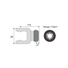 Mâchoire cannelée 30.2x80 mm - Fixation à billes - 1"3/8z21 - Benzi Mâchoire cannelée 30.2x80 mm - Fixation à billes - 1"3/8z21 - Benzi